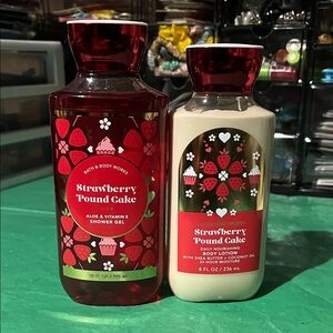 Bath & Body Works Strawberry Pound Cake Shower Gel and Lotion